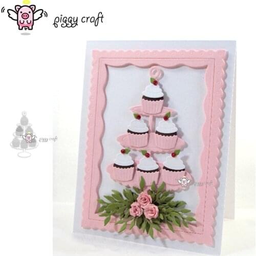 Piggy Craft metal cutting dies cut die mold Birthday cake stand Scrapbooking Album Embossing Paper Cards Making Decor Crafts Die