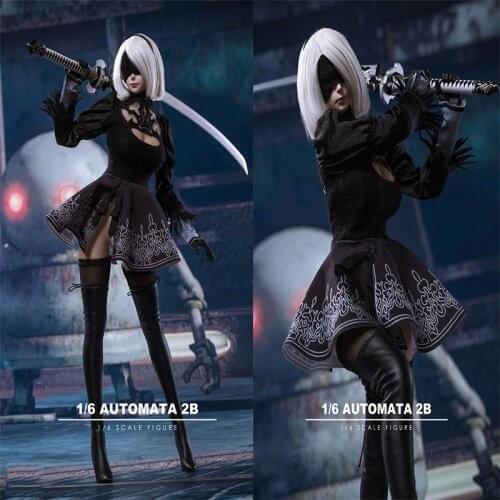 TF TOYS 1/6 NieR: Automata Samurai Sword 2B YoRHa No. 2 Type B Girl Head Sculpt With Eye Mask Clothing Sets In Stock