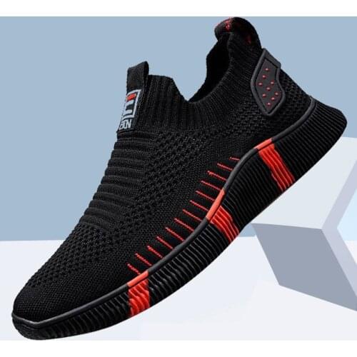 Spring trend new mens shoes casual shoes sneakers breathable flying woven mens sports shoes 2021