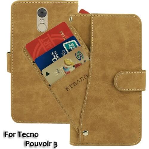 Vintage Leather Wallet Tecno Pouvoir 3 Case 6.2" Flip Luxury Card Slots Cover Magnet Stand Phone Protective Bags