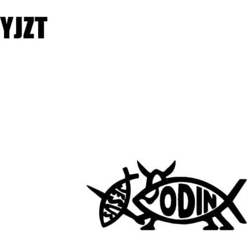 YJZT 17.8CM*7.8CM Odin Fish Jesus Vinyl Motorcycle Black Silver Car Sticker Decals C13-000360