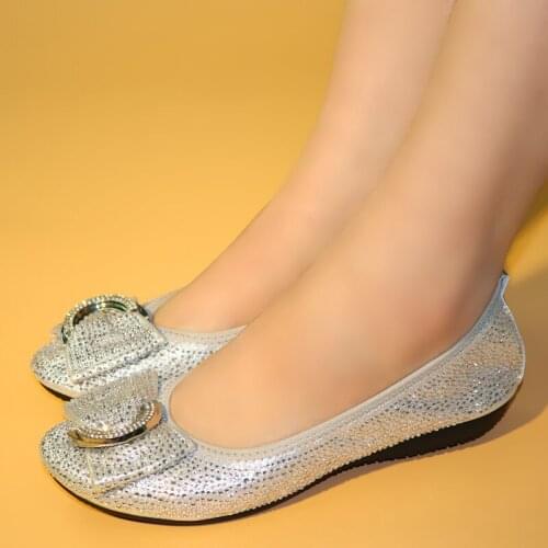 2019 New Women flats casual silver shoes leather fashion square head Bowknot Womens flat heel single shoes HKF1-18
