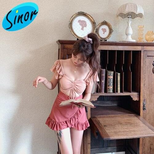 Cross-Border Supply Direct Ins Style French Fresh One-Piece Slim High Waist Contrasting Color Swimsuit Womens Swimsuit