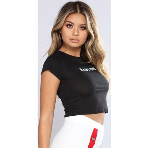 Women Crop Top Baby Girl Babygirl Letters Print Sexy Slim Fit Shirt Causal Short Sleeve Women T Shirts Summer Tops Cropped Tees