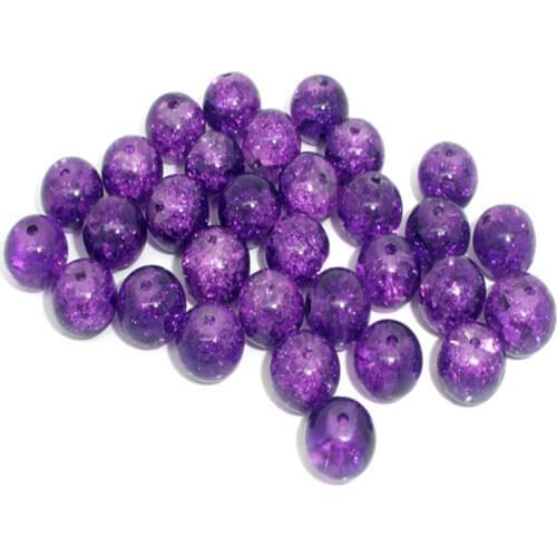 100 PCs Doreen Box Crackle Glass Beads Round 8mm Dia. Purple Bead For DIY Bracelet Jewelry Making Accessories, Hole: 1.2mm