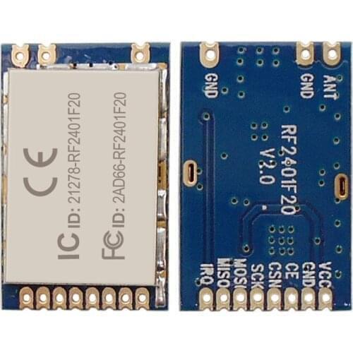 100pcs/lot RF2401F20 - FCC / IC / CE certified 20dBm 2.4GHz nrf24l01+ module 100mW 2.4g nrf24l01 pa lna module