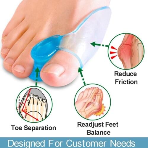 New 2pcs Big Toe Separator Bone Corrector Straightener Gel Silicone Foot Adjuster Protector Feet Massager Fingers Bunion Z3I4