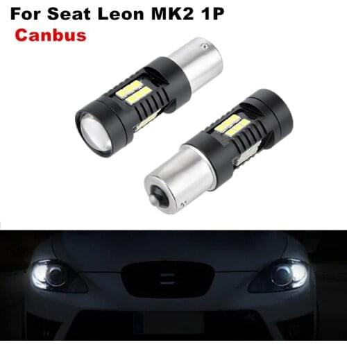 2x BA15S 1156 Canbus error free White LED DRL For Seat Leon MK2 1P 1P1