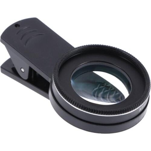 37mm Optic External High Definition 15X Macro Lens Camera Phone Lens Super Macro Lenses with Clip Holder Magnifying Lens (Black)