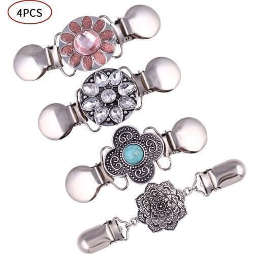 4 Anti Slip Cape Shawl Pins Elegant Sweater Cardigan Clamp Brooch Metal Duck-Mouth Clips Fashion Decor Clasp Apparel Accessories