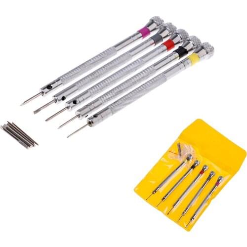 5pcs Alloy Steel Screwdrivers Set Practical Watchmaker Screwdriver Cutter Heads Tool Kit For Repairing Watches and Eyeglass