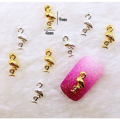 50pcs/pack Japan Korea Alloy Nail Art Gold Silver 3D Ostrich Metal Accessorie Collection for Phototherapy Nail Sticker DIY