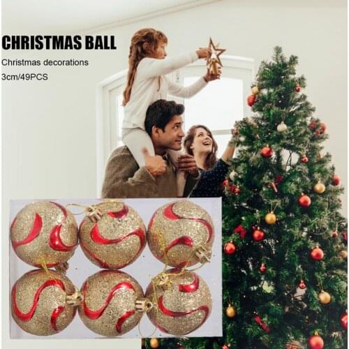 6pcs Christmas Balls Plastic Colored Paint Bauble Tree Ornaments Party Hanging Xmas Decorations New Year Gift Home Accessories