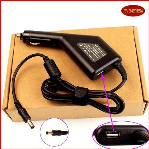 Laptop DC Power Car Adapter Charger 19V 3.42A + USB for Toshiba Satellite L35 L35-S2194 L35-S2206 L35-S2151 C600 C655 C655-S5049
