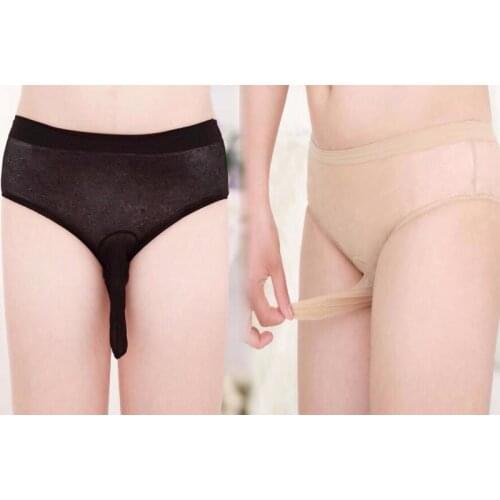 BDSM sexy silk Man penis bag gstrings translucent panty bandage thong handjob sex game for man toys sex product cock cover dildo