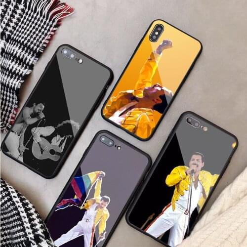 Queen Freddie Mercury Tempered Glass Phone Case For iphone 12 11 Pro Max 5 6 7 8 X XS XR XSMax Shell 12Pro Max Cover Shell