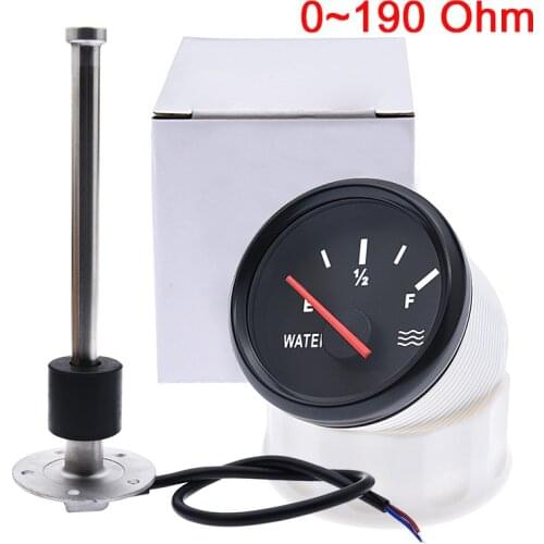 52mm Water Level Gauge Water Level Sensor 0~190 ohm With Red Backlight For Car Boat Motorcycle Indicator E-F Range 12-24V