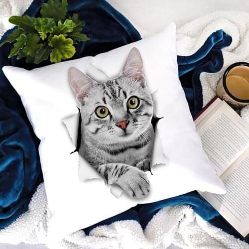 Cute Cat Decorative Print Cushion Case Cat Love Aesthetic Pillows Decor Home for Children Bed Room Pillow Cover Car Decoration