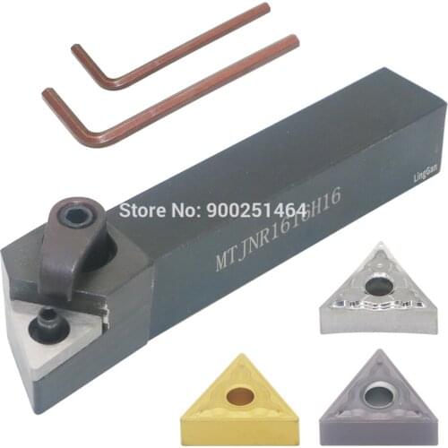 CNC Lathe External Turning Tool Holder,MTJNR1616H16 (16mm)Right，with 3 TNMG160404 (TNMG331) Triangle Hard Alloy Blades