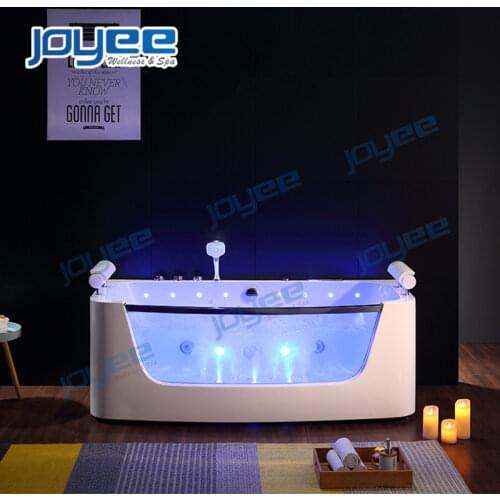 JOYEE Home Indoor Bathroom Small Size Glass Window Jacuzzi Bubble Jets Massage Soak Bathtub with Glass Window