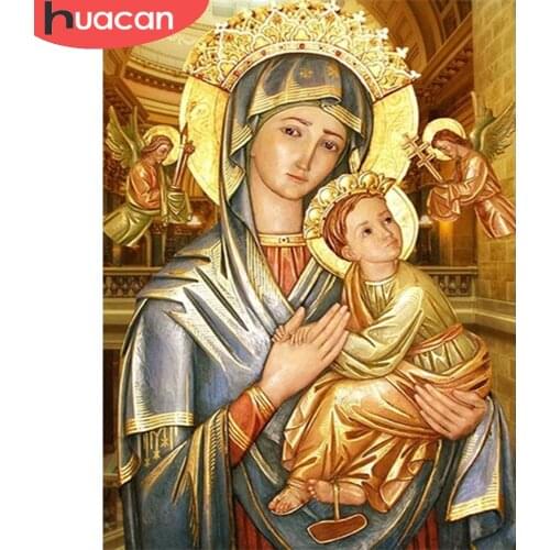 HUACAN Full Drill Diamond Painting Saint Maria Cross Stitch Wall Decoration Diamond Mosaic Religion Gift For Women