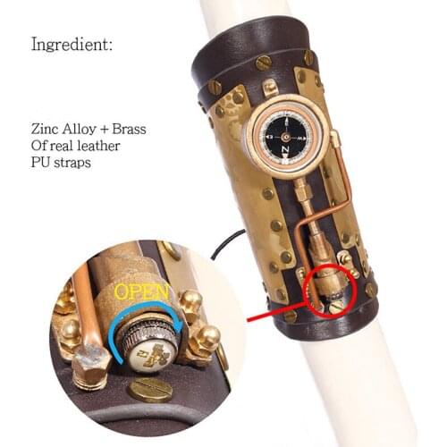 Halloween Cosplay Accessories Middle Ages Vintage Steampunk Mechanical Outdoor Compass Industrial Revolution Gear Wristband