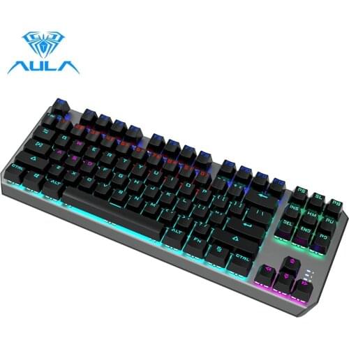 AULA Gaming Mechanical Keyboard Blue Black Switch 87key Wired Keyboard Anti-ghosting Mix Backlit LED USB For Gamer PC Laptop