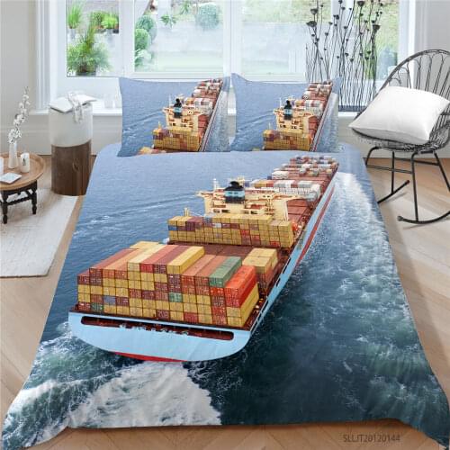 King Size Bedding Set Cargo Ship Fashion 3D Duvet Cover Sea Single Double Twin Full Queen High End Bed Set Ferry