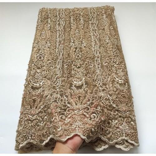 Latest African Lace 2020 High Quality Nigerian Bridal Lace Fabric Embrodiery Tulle Beaded French Lace Fabric for Dress H0242