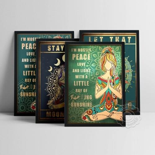 Motivational Quote Yoga Poster, I'M Mostly Peace Love And Light And A Little Go Prints, Namaste Meditation Wall Art, Idea Gift