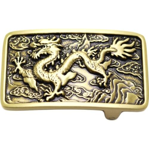 High Quality Antique Finish Retro Mens 100% Solid Brass Copper Belt Buckle for Men,Vintage,Dragon