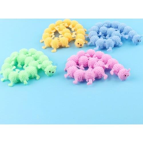 Fidget Soft Rubber 16-Section TPR CaterPillar Squishy Antistress Childrens Stretching And Decompression Anti-stress Squish Toys