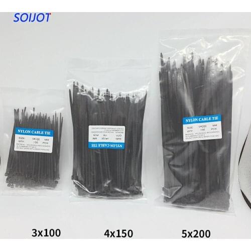 3x100/4x150/5x200 Self-Locking Plastic Nylon Wire Cable Zip Ties Set 300PCS 2 colors Cable Ties Fasten Loop Cable
