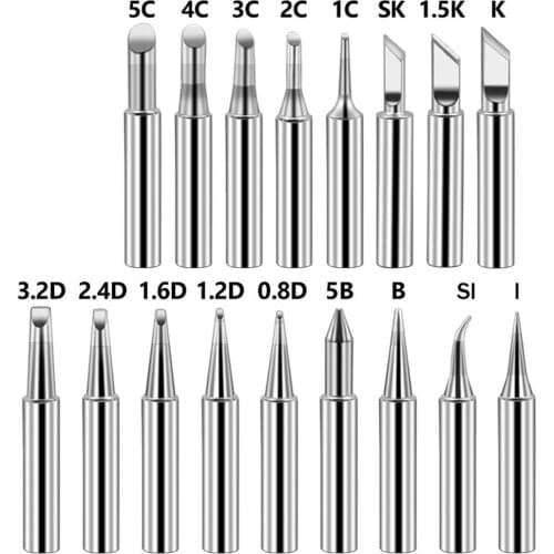3/5/10/12/15/17pcs Soldering Iron Tips Pure Copper Soldering Iron Tip Lead-free Solder Tips Welding Head BGA Soldering tools