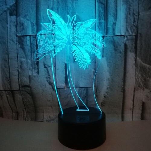 3D LED Night Light Palm Tree Leaf with 7 Colors Light for Home Decoration Lamp Amazing Visualization Optical Illusion Awesome