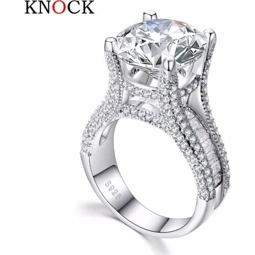 KNOCK Pave setting 5A zircon Cz 925 Sterling silver Engagement Wedding Band Rings set For Women Bridal bijoux