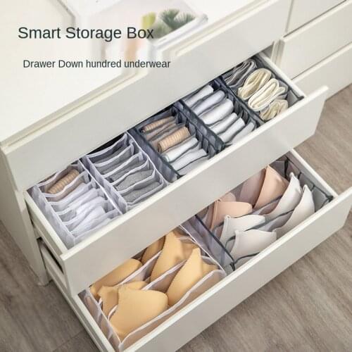Dormitory Closet Organizer for Socks Home Separated Underwear Storage Box 7 Grids Bra Organizer Foldable Drawer Organizer