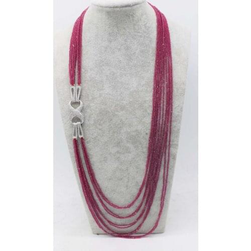 10rows red spinel necklace 2mm round faceted 28-36inch nature wholesale beads