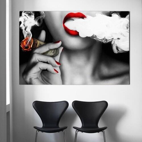 Poster Woman with Money Print Wall Oil Painting Picture Print on Canvas no Frame Idea Creative Home Decoration