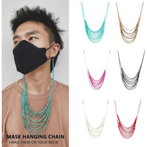 National Wind Mask Chain Sunglasses Hanging Chain Non-slip Mask Holder Bohemia Style Multi-layer Color Bead Chain Anti-lost Lany