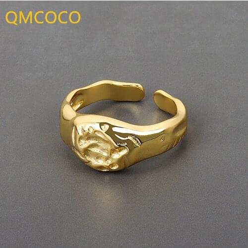 QMCOCO 925 Sterling Silver New Simple Design Rings Retro Distressed Opening Handmade Ring Fashion Fine Jewelry