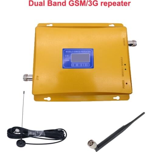 2G 3G repeater GSM 3G dual band signal booster,GSM 900mhz WCDMA 2100 MHz 3G signal repeater cell phone amplifier with antenna