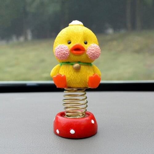 Cute and Creative Yellow Ducks Car Dashboard Cars Interior Decoration Shaking Head Dolls Resin Spring Swaying Toys A2UB