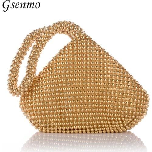 Three Side 2017 Women Evening Bags Designer Beading Evening Purses And Handbags Beaded Casual Clutch Gold Bag Bolsa Feminina