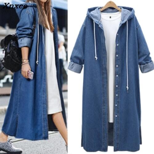 Xnxee Women's Denim Trench Coats