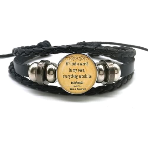 Funny Quote Punk Black Rope Woven Leather Bracelet Quote jewelry Letter Bracelet for Men Women