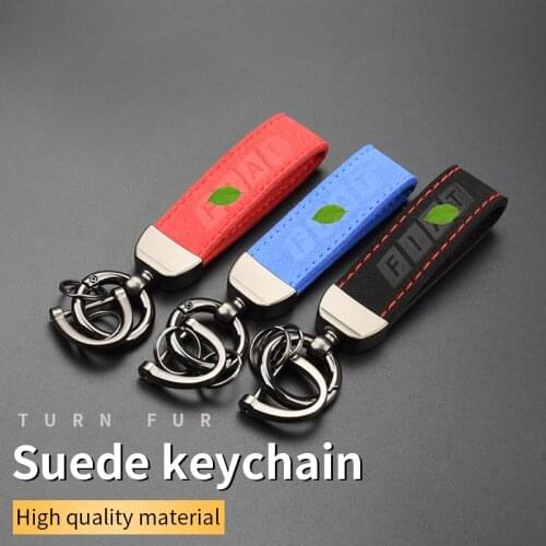 Suede Key Strap Fiat Logo Key Ring For Fiat Viaggio Abarth Punto 124 125 500 Abarth Panda Bravo Car Accessories Keychain