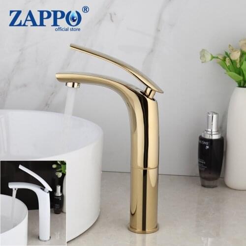 ZAPPO Luxury Basin Faucets Gold Bathroom Faucet Waterfall Single Hole Cold and Hot Water Tap Basin Faucet Mixer Taps