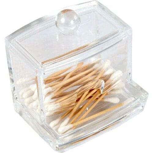 1Pcs Household Acrylic Q-Tip Cotton Swab/Bud Holder Dispenser Organizer Practical Storage Box Container With Cover