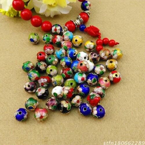 100pcs Cloisonne Filigree Enamel Round Loose Beads DIY Jewelry Making Earrings Necklace Bracelets Women Accessories Wholesale